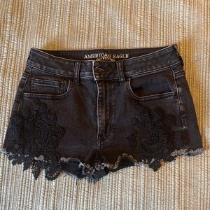 American Eagle Outfitters Black Jean Shorts with Lace